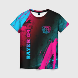 Женская футболка 3D Bayer 04 - neon gradient вертикально