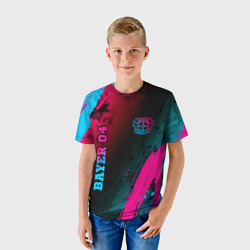 Детская футболка 3D Bayer 04 - neon gradient вертикально - фото 2