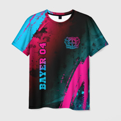 Мужская футболка 3D Bayer 04 - neon gradient вертикально