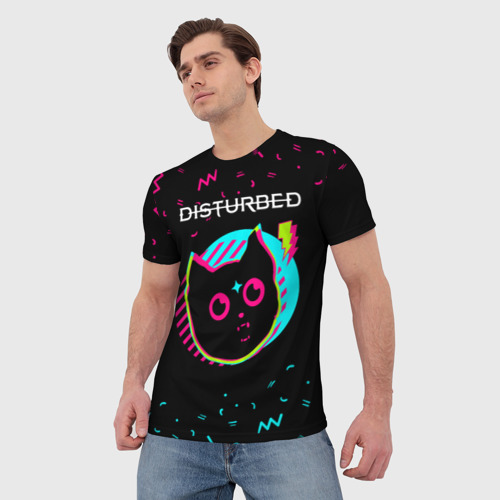 Мужская футболка 3D Disturbed - rock star cat, цвет 3D печать - фото 3