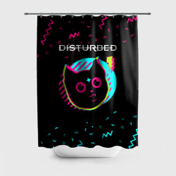 Штора 3D для ванной Disturbed - rock star cat