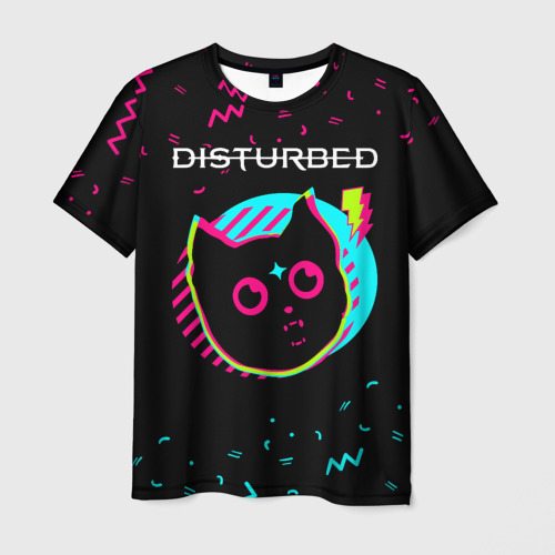 Мужская футболка 3D Disturbed - rock star cat, цвет 3D печать