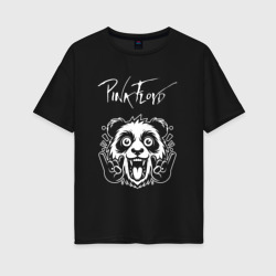 Женская футболка хлопок Oversize Pink Floyd rock panda