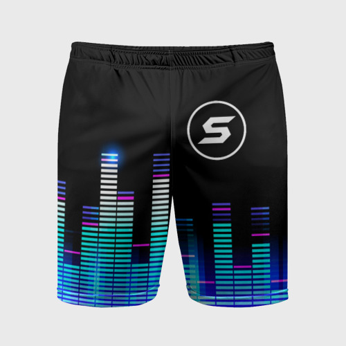 Мужские шорты спортивные с принтом Skillet эквалайзер, вид спереди #2