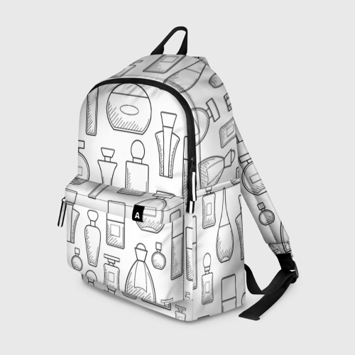 Рюкзак 3D с принтом Парфюм белый, вид спереди #2