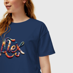 Женская футболка хлопок Oversize Alex yarn art - фото 2