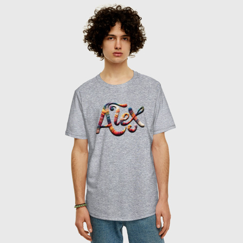 Мужская футболка хлопок Oversize Alex yarn art, цвет меланж - фото 3