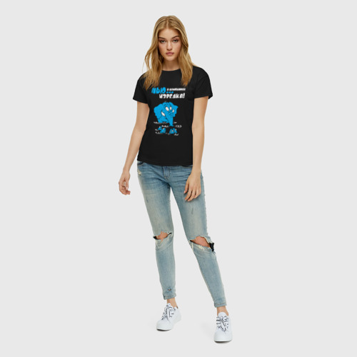 Женская футболка хлопок с принтом Пью в компаниях - изредка, вид сбоку #3