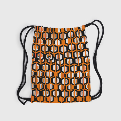 Рюкзак-мешок 3D Техно узор из шестиугольников оранжевый - фото 6