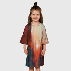Детское платье 3D Размытый город на закате  - фото 2
