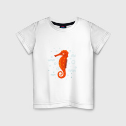 Морской конек красный – Детская футболка хлопок с принтом купить со скидкой в -20%