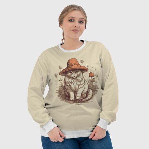 Женский свитшот 3D с принтом Грибной кот, фото #4