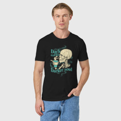 Мужская футболка хлопок Dark coffee darker soul skull - фото 2