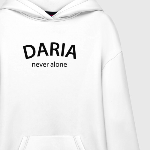 Худи SuperOversize хлопок Daria never alone - motto, цвет белый - фото 3