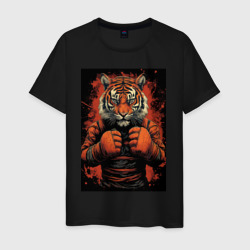 Тигр Муай Тай в стойке  – Мужская футболка хлопок с принтом купить со скидкой в -20%
