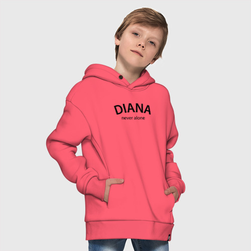 Детское худи Oversize хлопок Diana never alone - motto, цвет коралловый - фото 9