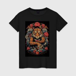 Женская футболка хлопок Боевой тигр  Муай Тай