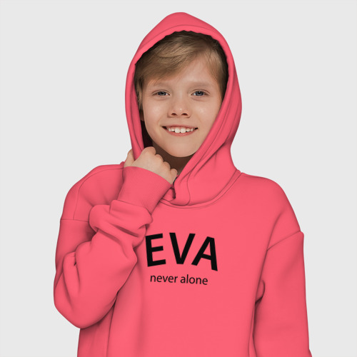 Детское худи Oversize хлопок Eva never alone - motto, цвет коралловый - фото 12