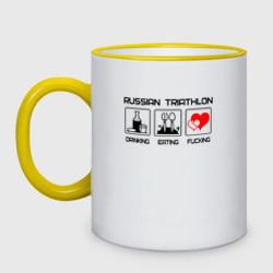 Кружка двухцветная Russian triathlon