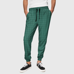 Патиново-зелёный в клетку – Мужские брюки 3D с принтом купить