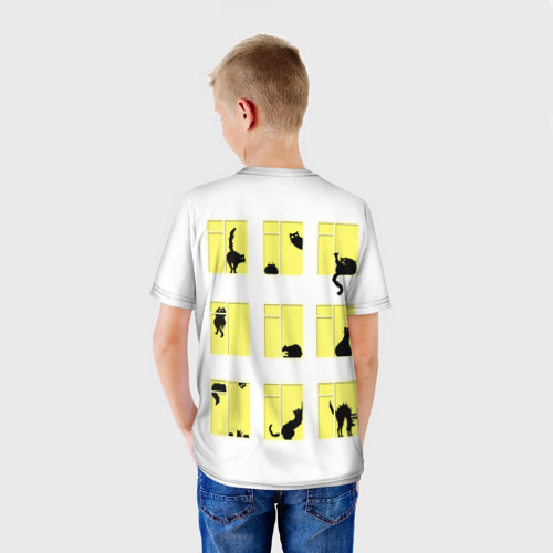 Детская футболка 3D с принтом Окошки, вид сзади #2