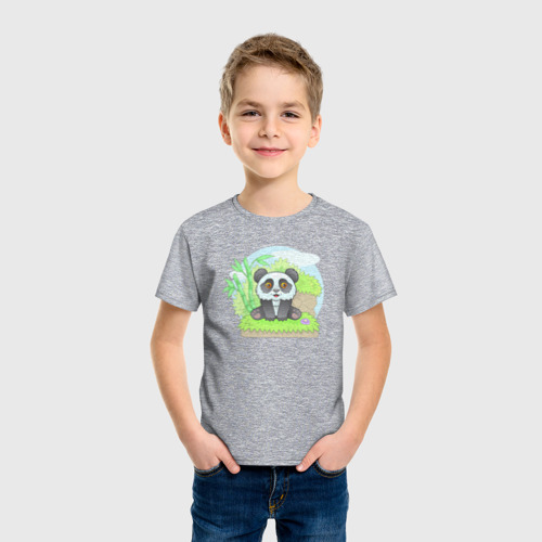 Детская футболка хлопок с принтом Забавная панда, фото на моделе #1