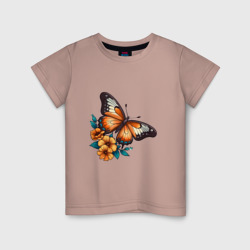Цветы  бабочка – Детская футболка хлопок с принтом купить со скидкой в -20%