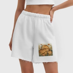 Женские шорты oversize футер хлопок Семья капибар - фото 2