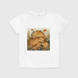 Детская футболка хлопок Семья капибар