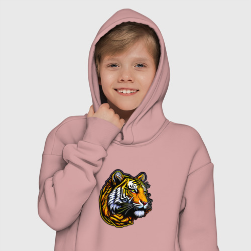 Детское худи Oversize хлопок Cute tiger head, цвет пыльно-розовый - фото 12