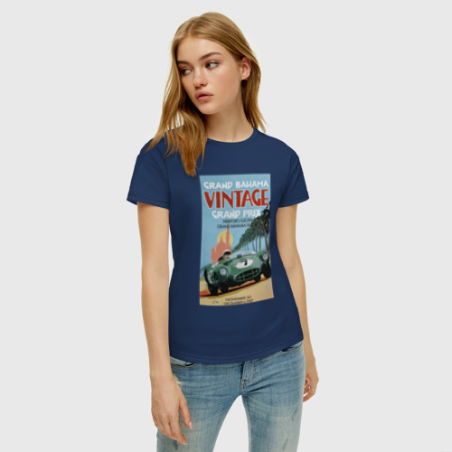 Женская футболка хлопок Grand Prix VINTAGE, цвет темно-синий - фото 3