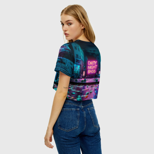 Женская футболка Crop-top 3D Кибер street, цвет 3D печать - фото 5