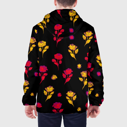 Мужская куртка 3D Цветочный узор - розы на черном, цвет 3D печать - фото 5