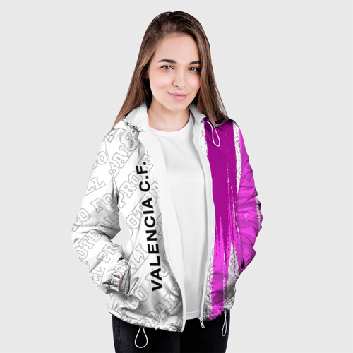 Женская куртка 3D Valencia pro football по-вертикали, цвет белый - фото 4