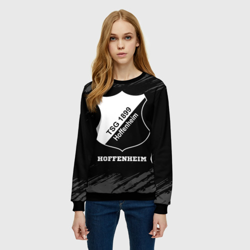 Женский свитшот 3D Hoffenheim sport на темном фоне, цвет 3D печать - фото 3