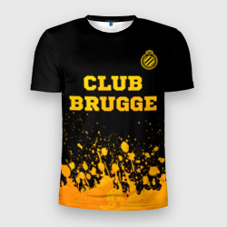 Мужская футболка 3D Slim Club Brugge - gold gradient посередине