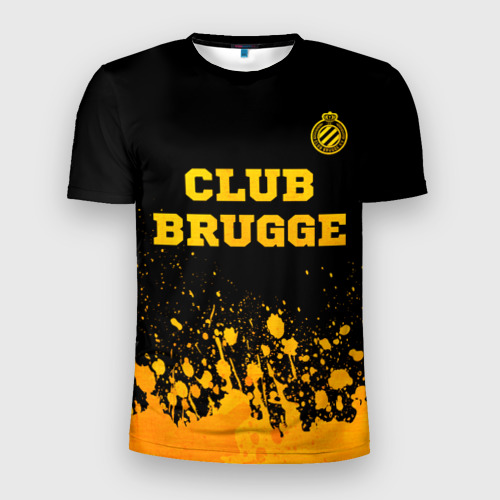 Мужская футболка 3D Slim Club Brugge - gold gradient посередине, цвет 3D печать