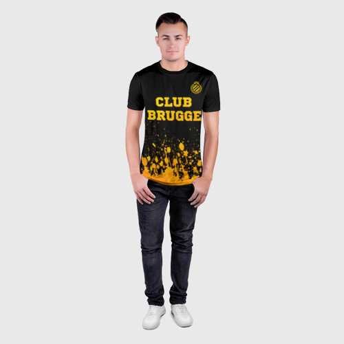 Мужская футболка 3D Slim Club Brugge - gold gradient посередине, цвет 3D печать - фото 4