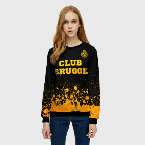 Женский свитшот 3D Club Brugge - gold gradient посередине, цвет 3D печать - фото 3