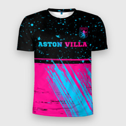Мужская футболка 3D Slim Aston Villa - neon gradient посередине