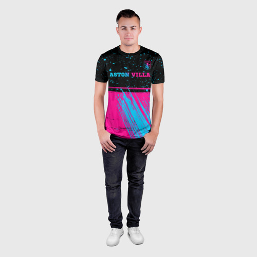 Мужская футболка 3D Slim Aston Villa - neon gradient посередине, цвет 3D печать - фото 4