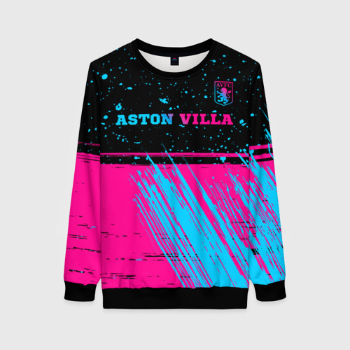 Женский свитшот 3D Aston Villa - neon gradient посередине, цвет 3D печать