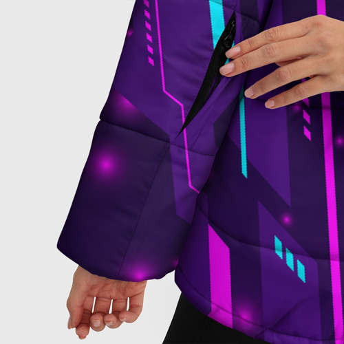 Женская зимняя куртка Oversize Need for Speed neon gaming, цвет черный - фото 6