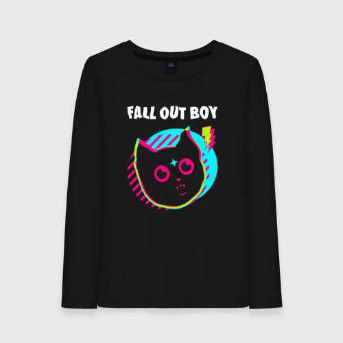 Женский лонгслив хлопок Fall Out Boy rock star cat, цвет черный