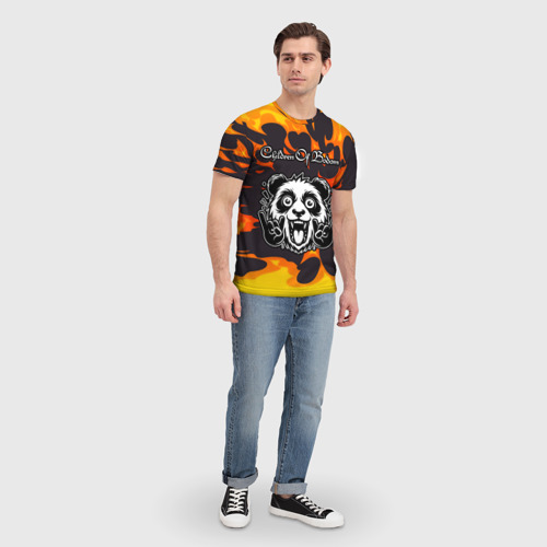Мужская футболка 3D Children of Bodom рок панда и огонь, цвет 3D печать - фото 5