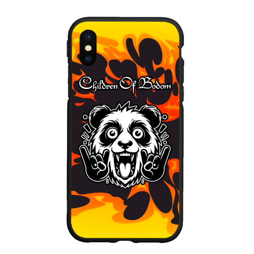 Чехол для iPhone XS Max матовый Children of Bodom рок панда и огонь