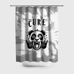 Штора 3D для ванной The Cure рок панда на светлом фоне