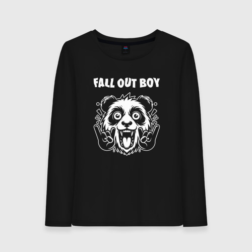 Женский лонгслив хлопок Fall Out Boy rock panda, цвет черный