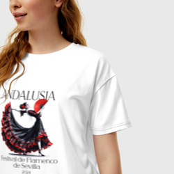 Женская футболка хлопок Oversize Фламенко Испания Севилья фестиваль - фото 2