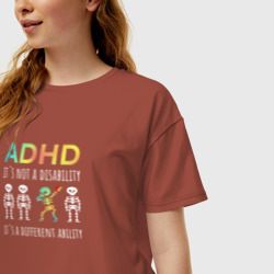 Женская футболка хлопок Oversize ADHD it`s not a disability - фото 2